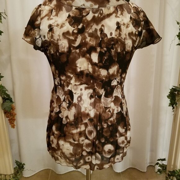 Sere Nade brown black white short sleeve sheer M - Picture 5 of 5
